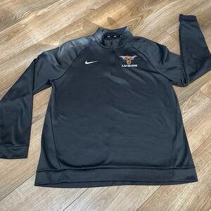 Nike Dri fit quarter-zip pullover dark grey nike logo & lacrosse logo Mens Lg